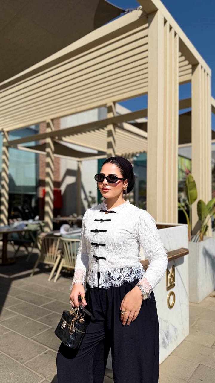 Ivory Noir Lace Blouse
