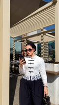 Ivory Noir Lace Blouse
