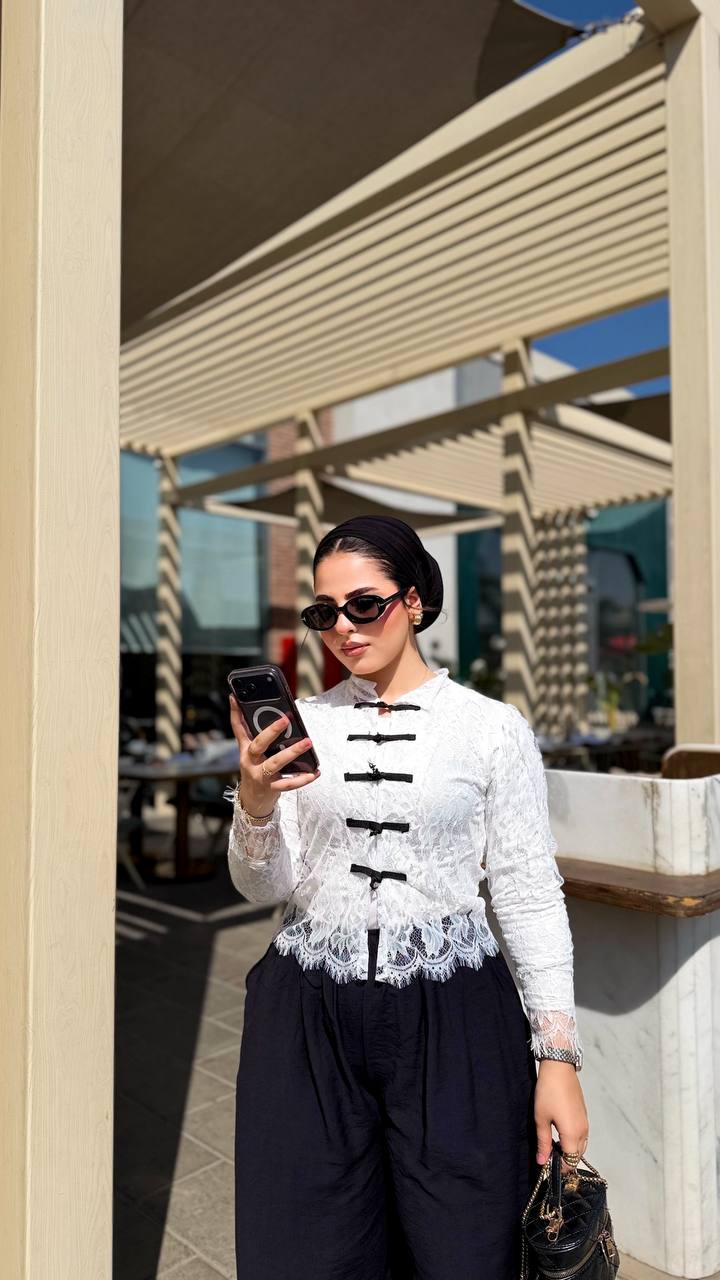 Ivory Noir Lace Blouse
