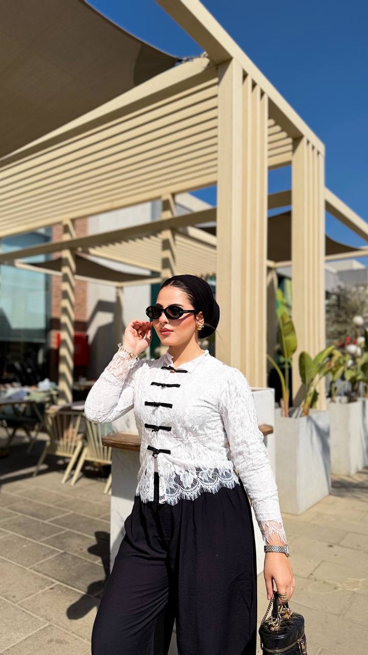 Ivory Noir Lace Blouse
